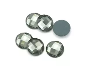 5 pz cabochon rotondo sfaccettato 10 mm nero diamante specchio vetro 100 cb cab18 - Foto 1 di 4