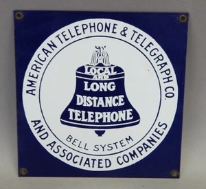 Klingelanlage American Telephone & Telegraph Porzellanschild 8X8 Ande Rooney - Bild 1 von 2