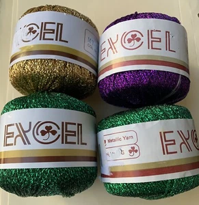 4 balls Excel 2 ply metallic yarn (approx 50g) - green gold purple - part balls - Picture 1 of 6