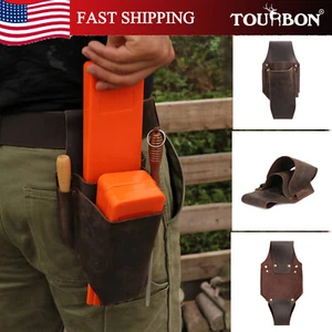 TOURBON Leather Loggers Woodsmen Tools Storage Belt Pouch Felling Wedge Holster - Picture 1 of 24