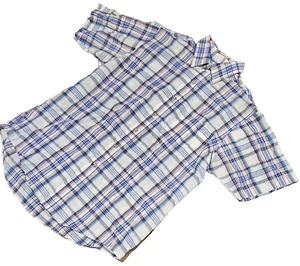 Towncraft Button-up Short Sleeve Shirt Red Blus Plaid Men's Size Large - Picture 1 of 6