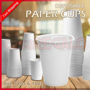 Disposable Paper Cups Coffee Takeaway 8 12 16oz Single Wall Drink Tea Water Bulk - Picture 1 of 4