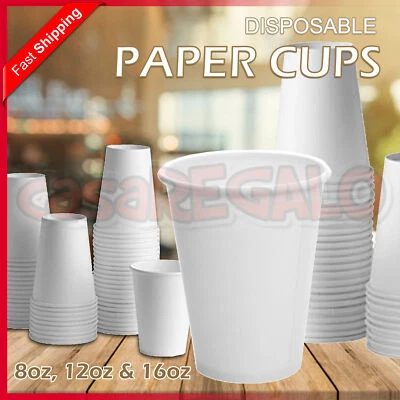 Disposable Paper Cups Coffee Takeaway 8 12 16oz Single Wall Drink Tea Water Bulk - image 1 of 2