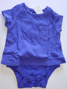NWT Baby Gap Girls Paddington Bear Blue/White polka dot Bodysuit Overlay Top 0-3 - Picture 1 of 2