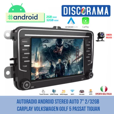 AUTORADIO ANDROID STEREO AUTO 7" 2/32GB CARPLAY VOLKSWAGEN GOLF 5 PASSAT TIGUAN - Immagine 1 di 4