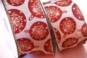 3m Filo Bordato Burlap Vintage Baubles Nastro Filo 2,5" Corona Fiocco Natale - Foto 1 di 1