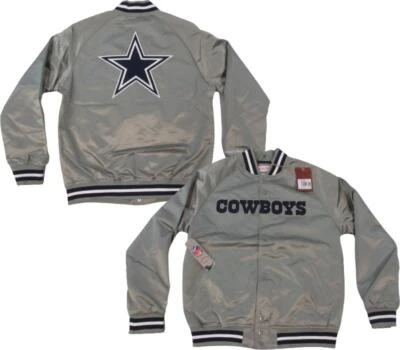 Abrigo chaqueta a presión de satén ligero Mitchell & Ness de los Dallas Cowboys para hombre $125 Foto 1 de 4
