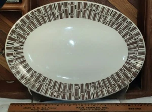 Ridgway Ironstone England ESPRESSO Mid Century Modern Brown 12" Oval Platter - Picture 1 of 5