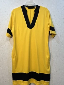 New York &company Yellow Short-Sleeve Neck Trim Pockets Sheath Loose Dress XL - Picture 1 of 11