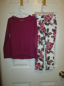 CHILDRENS PLACE GIRLS ROSE TOP AND PRINT PANTS SET SIZE 5/6 NEW - Picture 1 of 7