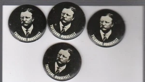 Theodore Teddy Roosevelt Anstecknadel schwarz Präsidentschaftskampagne Knopf Reproduktion x 4 - Bild 1 von 1