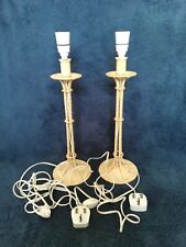 Vintage pair of table lamps, twisted metal work painted yellow