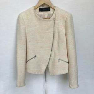 CHAQUETA BLAZER ABRIGO ZARA CREAM FANTASY CRUDO NUDE CREMALLERA DEBE TENER MEDIANA M NUEVO - Imagen 1 de 4
