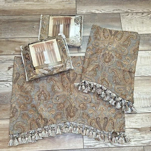 Chris Madden Tapestry Tasseled Lucente Valances 54 x 16 Earthy Masculine x 4 - Picture 1 of 7