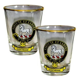 Juego de 2 totes de whisky Shot Glass Cochrane Clan Crest hechas en Escocia - Imagen 1 de 3