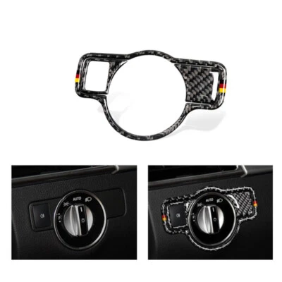 Carbon Fiber Car Headlight Switch Cover For Mercedes Benz C Class W204 2007-2013 - Image 1 of 4