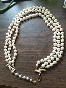 Vintage Signed Carolee 3-Strands Faux Pearl Necklace Gold Tone Choker - Bild 1 von 5