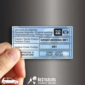 Adesivo etichetta vernice PPG Fiat Uno Turbo ecc Grigio Ardesia metallizzato 681 - Picture 1 of 3