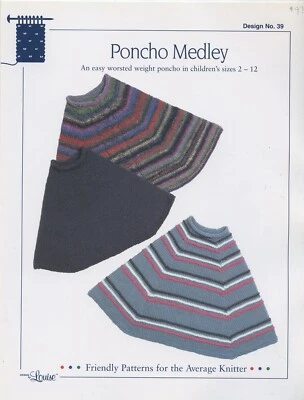Poncho Medley - Design by Louise Knitting Pattern #39 Child sizes 2-12 Easy Knit - Image 1 of 2