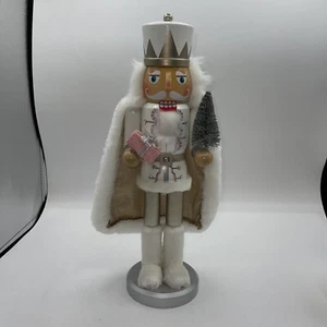 Holiday Lane White Cape Nutcracker Holding Tree & Gift - Picture 1 of 6
