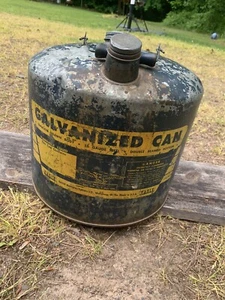 Vintage Eagle Galvanized blue Gas Oil Can 5 gallon heavy Duty Wood Handle Nice - Picture 1 of 18
