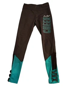 Justice Active Girls Size 10/12 Cheer Leggings Pants Gray Teal Sports Athleisure - Picture 1 of 3