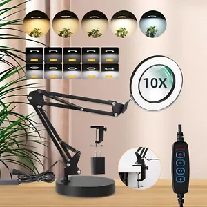 10X Magnifying Glass with Light and Stand,5 Color Modes Stepless Dimmable Cla... - Picture 1 of 8