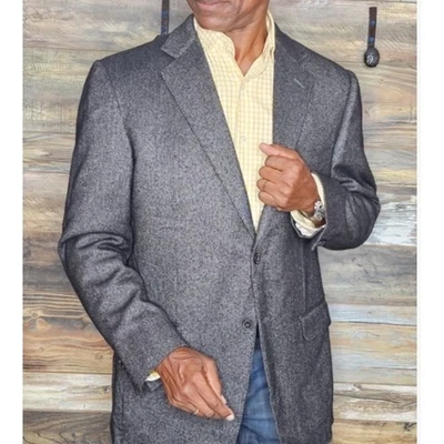 Blazer Ermenegildo Zegna 38S Sumisura Seda Cachemira Gris Espiga Lujo Foto 1 de 4