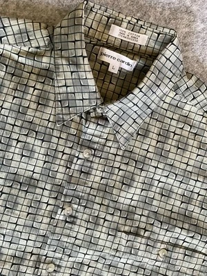 Pierre Cardin Men’s Shirt L Geometric Print Taupe Black Gray Short Sleeve Casual - Image 1 of 4