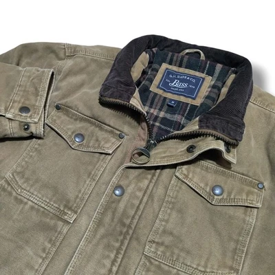 G.H. Bass Barn Chore Wool Blend Flannel Jacket Coat Corduroy Collar Size M *Flaw - Image 1 of 4