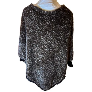 Poncho boho pelliccia sintetica marrone e bianco bordo frange boho festival stratificazione taglia unica - Foto 1 di 9