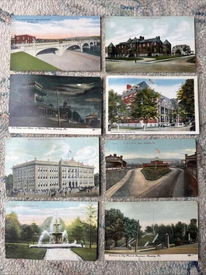 Juego de 8 postales vintage de lectura, Pennsylvania sin usar Foto 1 de 4