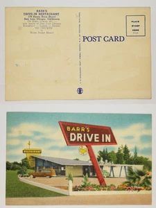 Barr's Drive-In Restaurant, San Luis Obispo, CA, 1950s Vintage Postcard - Picture 1 of 1