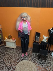 Vintage Barbie Outfit - 1980's Pants, Top, Tagged Cardigan, Purse, Pumps & Drink - Picture 1 of 23