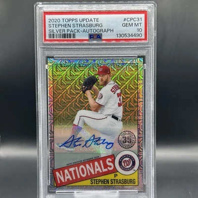 Topps Update Series Silver Pack 2020 béisbol automático Stephen Strasburg/30 GEM10 Foto 1 de 2