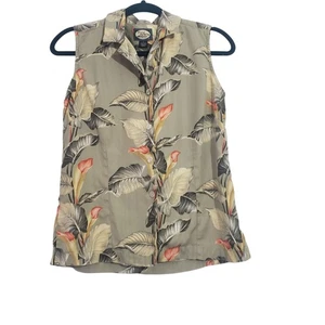 Blusa Tommy Bahama Mujer Seda Botones Sin Mangas Talla S Resort Tropical - Imagen 1 de 6