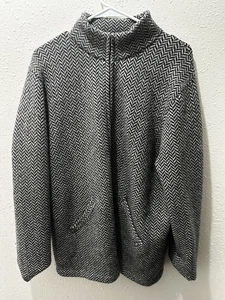 Ralph Lauren Lauren Lambswool Herringbone Zip Jacket XL Grau Schwarz Hong Kong Vintage - Bild 1 von 6