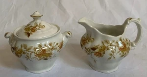 Ridgway Staffordshire Antique Rose Sugar Bowl & Creamer Set #4125 England - Picture 1 of 12