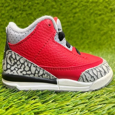 Nike Air Jordan 3 Retro Toddler Size 6C Fire Red Gray Basketball Shoes Sneakers - Image 1 of 4