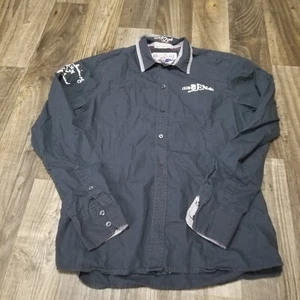 Eight2nine E2N Black Button Down Size Large Sailing Club Shirt Y2k Embroidered - Picture 1 of 12