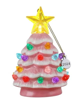 Mr Christmas Lit Nostálgico Mini ROSA Iluminado Cerámica Árbol de Navidad Adorno 2024 Foto 1 de 4