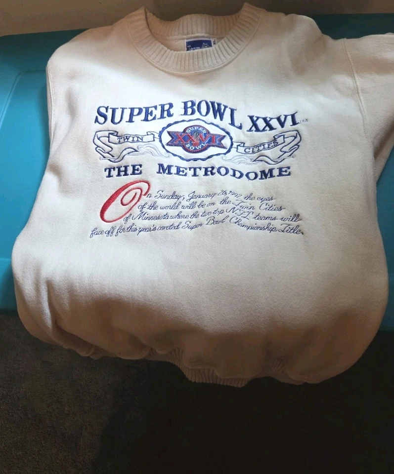 Beautiful Vintage 1992 Bills vs Skins Nutmeg  SUPER BOWL 26 XXVI  Sweatshirt - Image 1 of 4