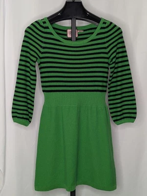 Vestido Patinador Vintage Juicy Couture Lana y Cachemira Verde y Azul Marino Rayas Talla S Y2K Foto 1 de 4