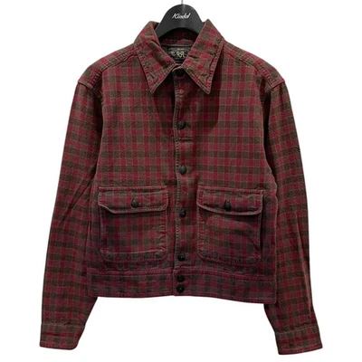 Usado RRL Camisa a Cuadros Chaqueta Sobrecamisa Highway Check 782959626001 Rojo Marrón Gris Foto 1 de 4