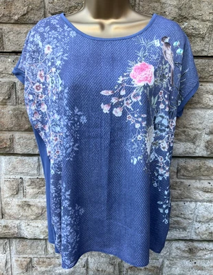 Ladies Petite Collection Debenhams Blue Floral Cap Sleeve Blouse Top UK 12Petite - Image 1 of 4