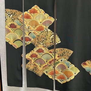 Seidenvorhang Noren schwarz Fächermuster 123 x 126 cm Japan - Bild 1 von 11