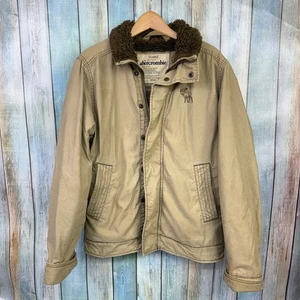 Abercrombie & Fitch Men's Sherpa Lined Adirondack Jacket XL Tan Vintage Thrashed - Picture 1 of 9