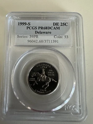 Toned 1999 S PR 68 DCAM Delaware State Quarter PCGS Graded Certified 114 - Image 1 of 4