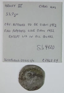 1640 French Colonial Fleur de Lis Counterstamp C/S on 1452 Ciani Silver Coin - Picture 1 of 3