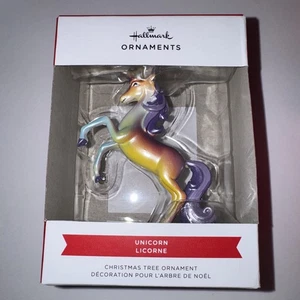 Hallmark 2024 Rainbow Unicorn Red Box Christmas Tree Ornament Licorne - Picture 1 of 4